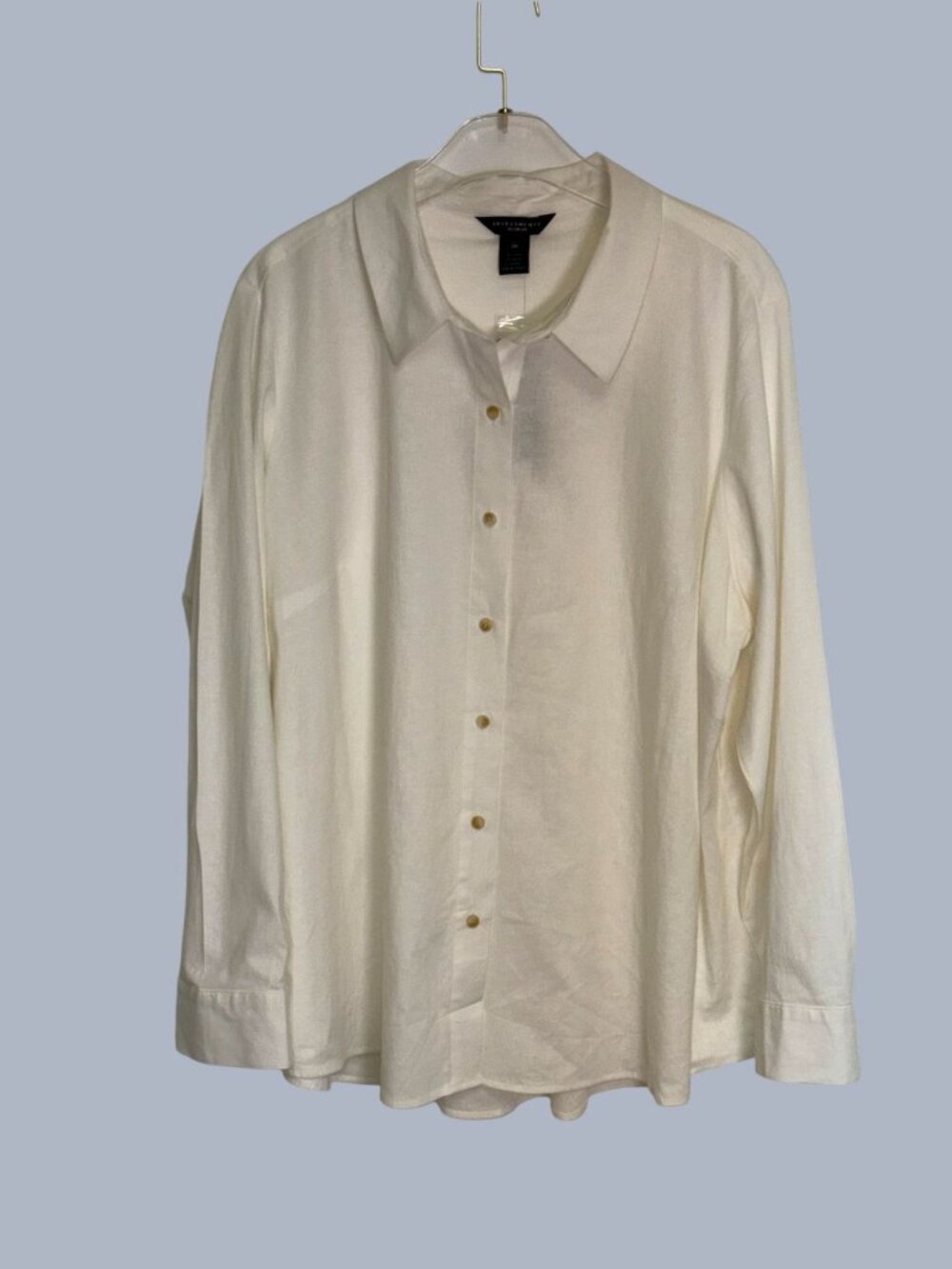 Investments Woman 3X White Stretch Linen Button Shirt NWT - Picture 1 of 7